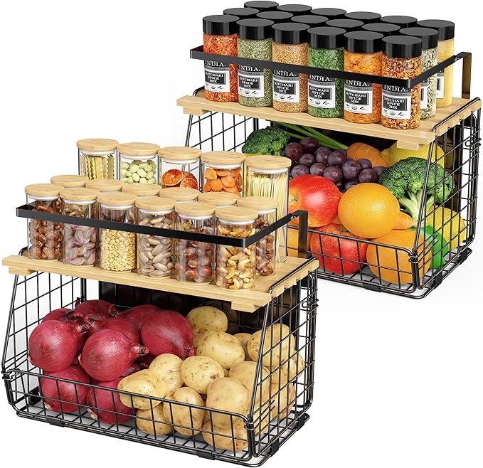 Magnetic Shelf for Fridge with Wood Lid: 2 Pack
