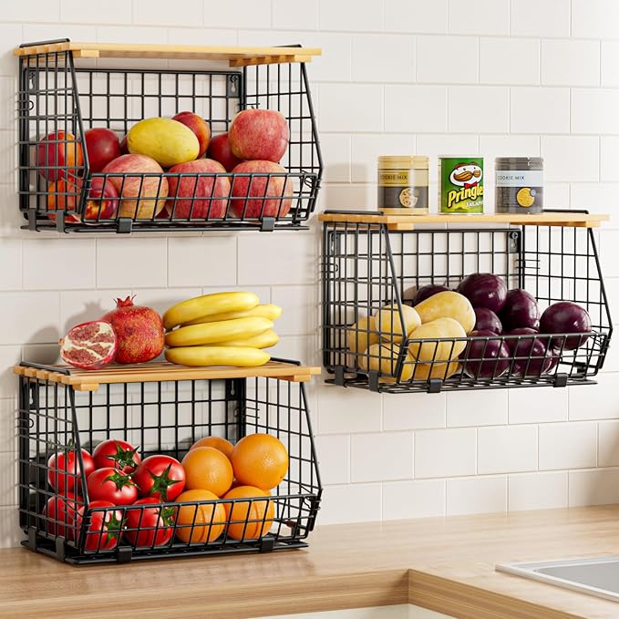 Wire Fruit Basket for Kitchen Storage: Hanging